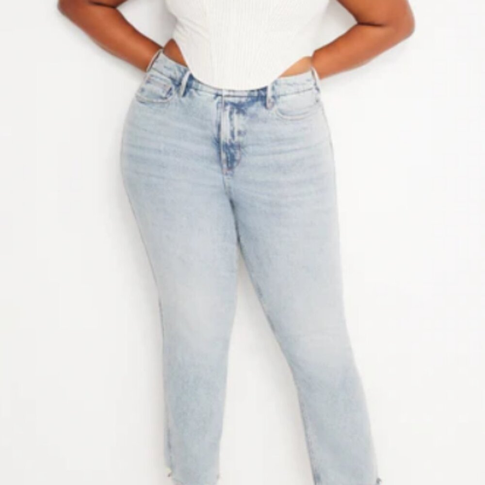 Good American Good Boy High Waist Curvy Non-stretch Jeans in Light Blue NWT